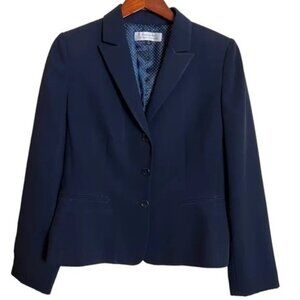 Tahari ASL Navy Blue 3 Button Blazer Jacket Size 10